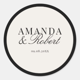 Elegant Classy Black and Ivory Wedding ラウンドシール
