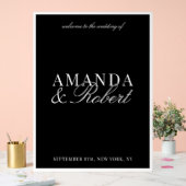 Elegant Classy Black and White Wedding アクリルサイン (ウェディング)