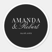 Elegant Classy Black and White Wedding ラウンドシール (正面)