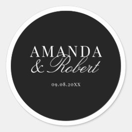 Elegant Classy Black and White Wedding ラウンドシール