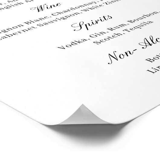 Elegant Classy Black and White Wedding Bar ポスター (角)