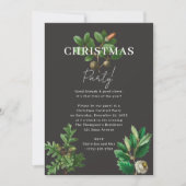 Elegant Classy Black Xmas Acorn Christmas Party 招待状 (正面)