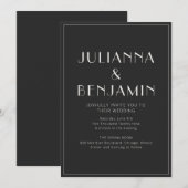 Elegant Classy Bold Black and White Wedding 招待状 (正面/裏面)
