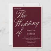 Elegant Classy Burgundy Old Money Wedding 招待状 (正面)