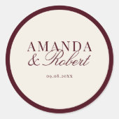 Elegant Classy Burgundy Wedding ラウンドシール (正面)