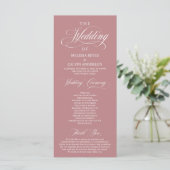Elegant Classy Dusty Rose Pink Script Wedding プログラム (スタンド正面)