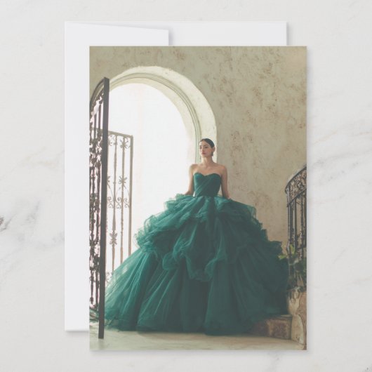 Elegant Classy Emerald Quinceañera 15th Birthday 招待状 (裏面)