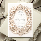 Elegant Classy Floral Baroque Frame Wedding 招待状