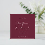 Elegant Classy Formal Burgundy Red Script Wedding  セーブザデート (スタンド正面)
