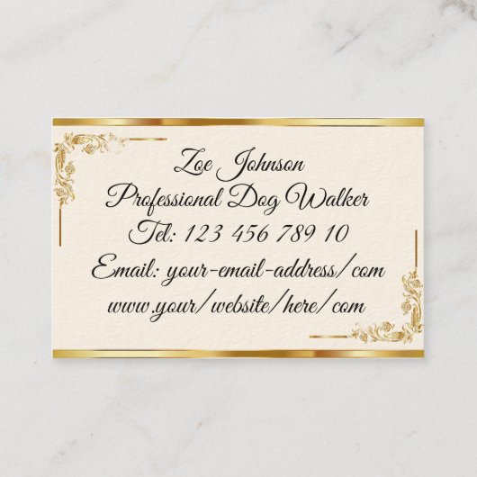 Elegant Classy Gold Monogram Initial 名刺 (裏面)