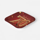 Elegant Classy Gold Red Jewel Style 70th Birthday  ペーパープレート (傾斜あり)