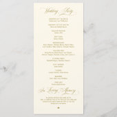 Elegant Classy Gold Yellow Cream Script Wedding プログラム (裏面)