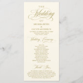 Elegant Classy Gold Yellow Cream Script Wedding プログラム (正面)