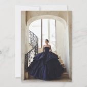 Elegant Classy Navy Blue Quinceañera 15th Birthday 招待状 (裏面)