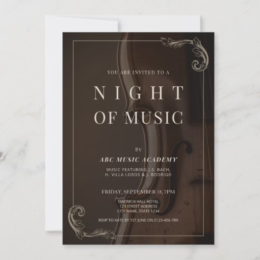 Elegant Classy Night of Music Performance 招待状 (正面)
