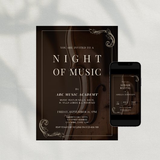 Elegant Classy Night of Music Performance 招待状