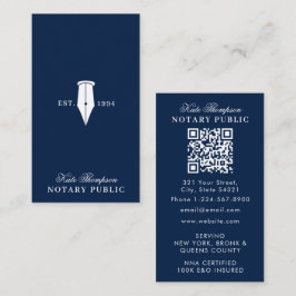 Elegant Classy Notary Signing Agent QR Code Blue 名刺