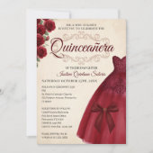 Elegant Classy Quinceanera 15th birthday Burgundy  招待状 (正面)