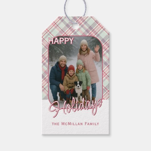 Elegant Classy Rustic Plaid Pattern ギフトタグ (正面)