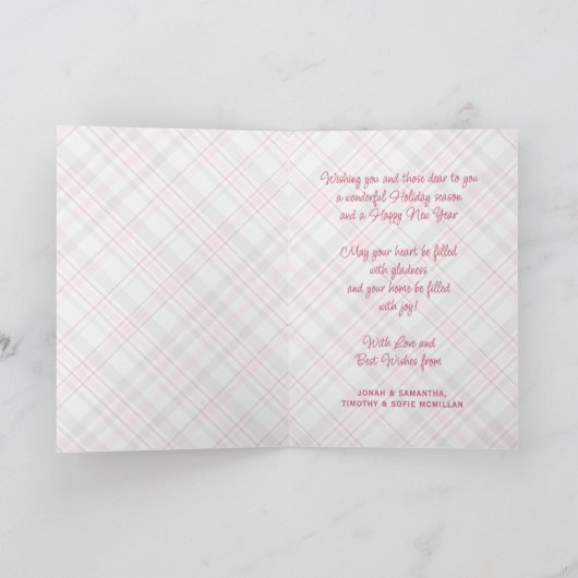 Elegant Classy Rustic Plaid Pattern シーズンカード (内部)