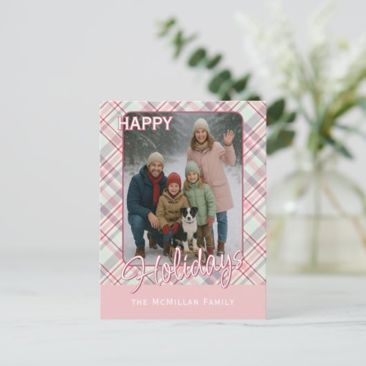 Elegant Classy Rustic Plaid Pattern シーズンポストカード (スタンド正面)