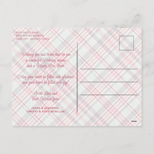 Elegant Classy Rustic Plaid Pattern シーズンポストカード (裏面)