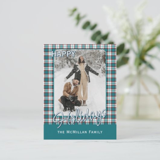 Elegant Classy Rustic Plaid Pattern シーズンポストカード (スタンド正面)