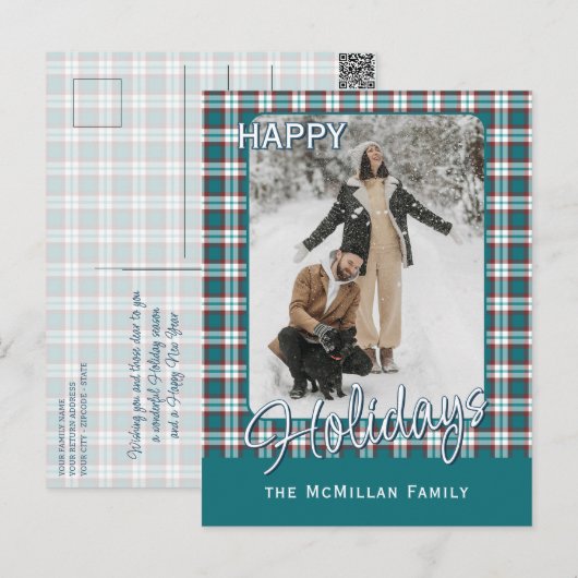 Elegant Classy Rustic Plaid Pattern シーズンポストカード (正面/裏面)