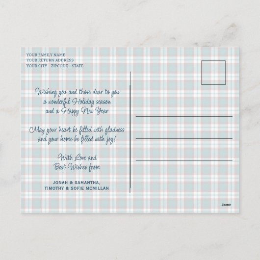 Elegant Classy Rustic Plaid Pattern シーズンポストカード (裏面)