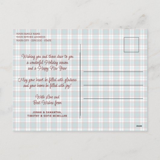 Elegant Classy Rustic Plaid Pattern シーズンポストカード (裏面)