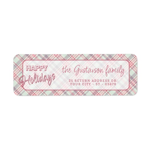 Elegant Classy Rustic Plaid Pattern ラベル (正面)