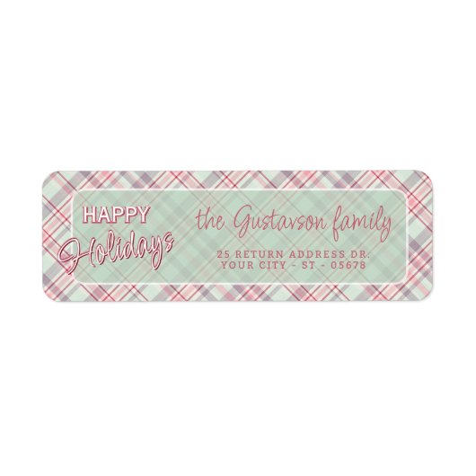 Elegant Classy Rustic Plaid Pattern ラベル (正面)