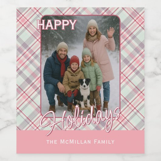 Elegant Classy Rustic Plaid Pattern ワインラベル (シングルラベル)