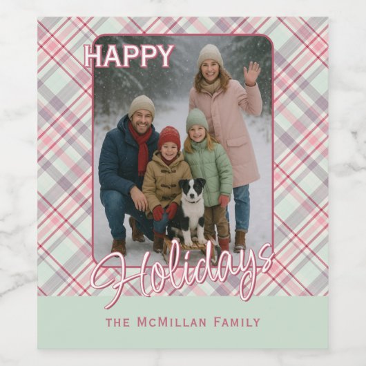 Elegant Classy Rustic Plaid Pattern ワインラベル (シングルラベル)