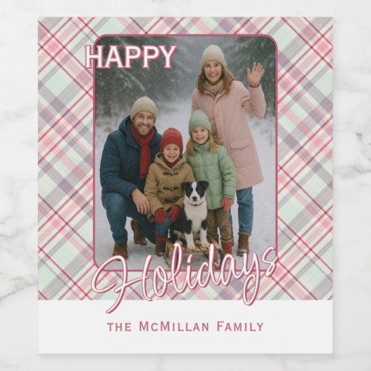 Elegant Classy Rustic Plaid Pattern ワインラベル (シングルラベル)