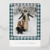 Elegant Classy Rustic Plaid Pattern Gold 箔シーズンカード (正面)