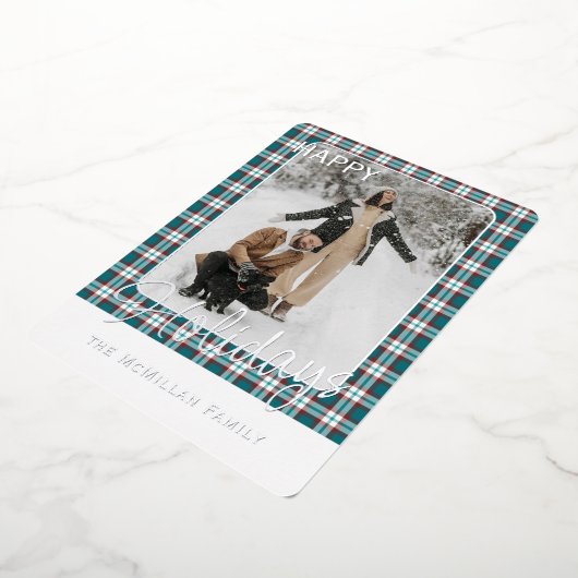 Elegant Classy Rustic Plaid Pattern Gold 箔シーズンカード (回転した状態)