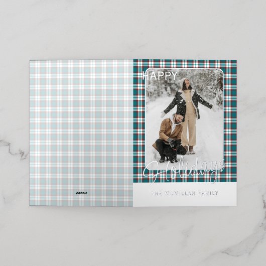 Elegant Classy Rustic Plaid Pattern Gold 箔シーズンカード (外側レイダウン)