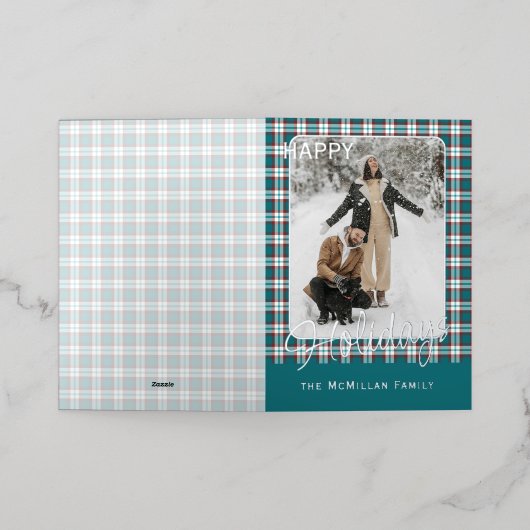 Elegant Classy Rustic Plaid Pattern Gold 箔シーズンカード (外側レイダウン)