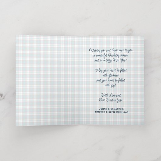 Elegant Classy Rustic Plaid Pattern Gold 箔シーズンカード (内側レイダウン)