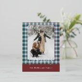 Elegant Classy Rustic Plaid Pattern Gold 箔シーズンポストカード (立ち正面)