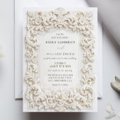 Elegant Classy White Baroque Frame Wedding 招待状