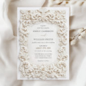 Elegant Classy White Baroque Frame Wedding 招待状