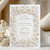 Elegant Classy White Baroque Frame Wedding 招待状