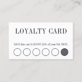 Elegant Clean Black and White Salon 5+1 ロイヤリティカード (正面)