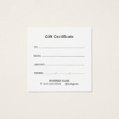 Elegant Clean Faux Gold Heart Gift Certificate (裏面)