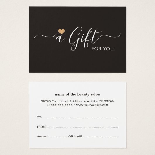 Elegant Clean Faux Gold Heart Ivory Black (正面&裏面)