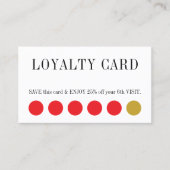 Elegant Clean Red Golden Bold Salon 5+1 ロイヤリティカード (正面)