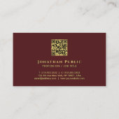 Elegant Clean Template Faux Gold Text QR Code 名刺 (裏面)