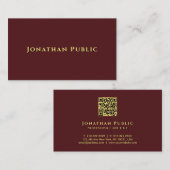 Elegant Clean Template Faux Gold Text QR Code 名刺 (正面/裏面)